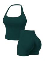 Women's Halter Top & High Waist Shorts Sports Set