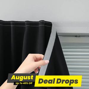 Magic Tape Blackout Curtain, 1 Count Window Blackout Cloth Curtain, Blackout Blinds, Easy To Install Curtain for Bedroom, Living Room, Kitchen, Room, Party Decor, Interior Decoration Accessories, Blackout Window Cover