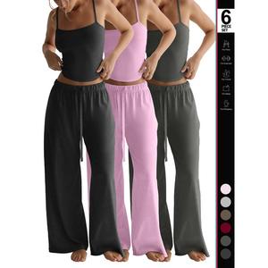 Women's Solid Color Camisole Top and Wide-leg Pants Casual Set, Comfortable Women's Pajama Set, Cozy Loungewear Set, Sleepwear, Women's Fashion Womenswear Homewear Pjs Pyjamas