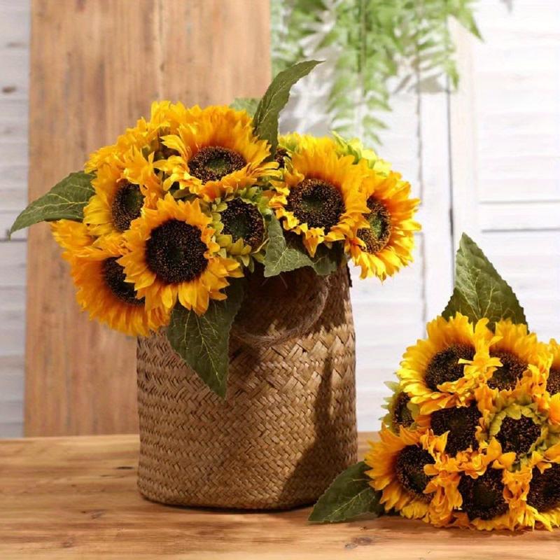 Product Introduction of 4 Bunches, Sunflower Artificial Bundles With Stems Bouquet Fake Plants UV Resistant Plastic Greenery Faux Outdoor Flower Plants No Fade For Garden Porch Window Box Decorating Decorative Fruit 3