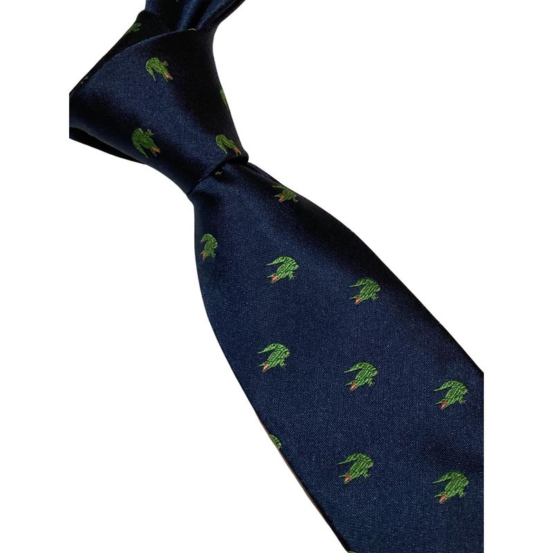 navy blue tie with alligator crocodile swamp embroidered design 2