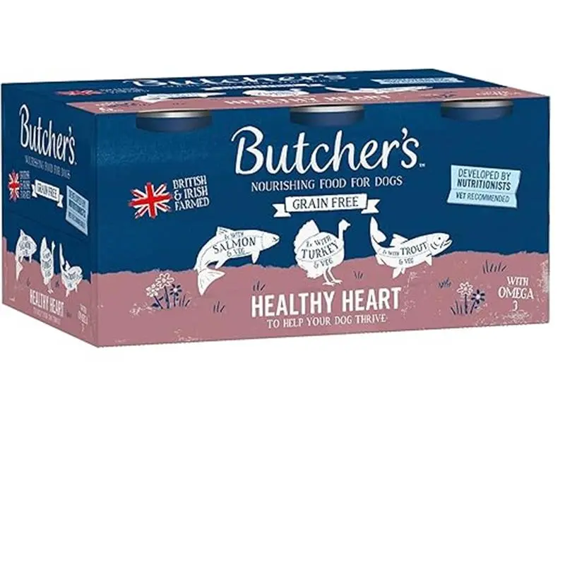 Butcher's Healthy Heart Wet Dog Food Tins 9.36 kg with Salmon & Veg, Turkey & Veg, Trout & Veg - Grain Free Recipe