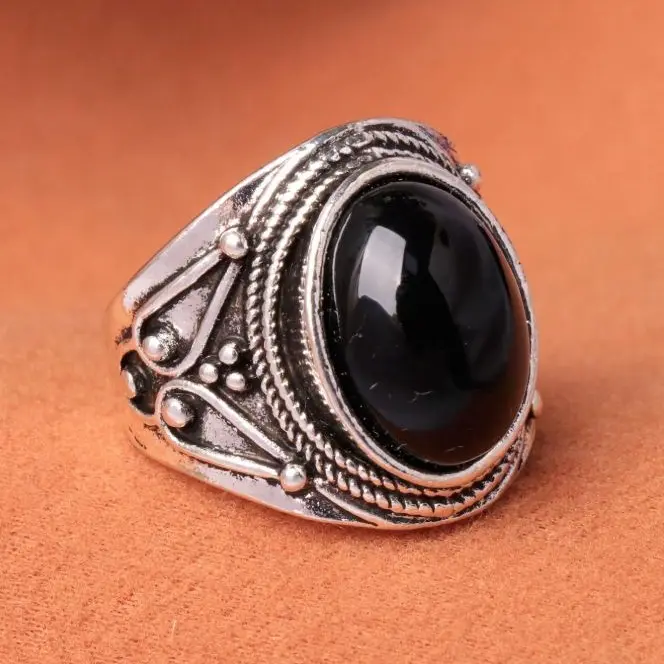 Men's Ring, Vintage Silver Alloy Plated Tiger Eye Stone Ring, Vintage Holiday Style Stone Ring, Multiple Color Options 5