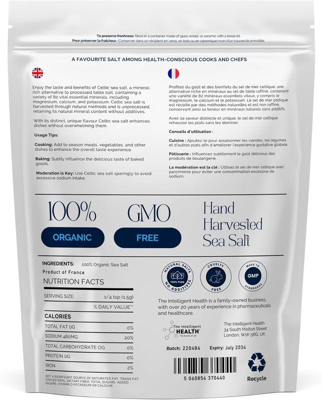 Celtic Sea Salt 350g – Unrefined, Mineral-Rich, Hand-Harvested from France, Pure, Kosher & Organic 1