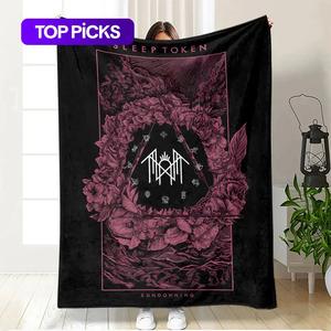 Sleep Token Pattern Flannel Blanket, Soft Warm Throw Blanket, Air-conditioned Room Blanket, Warm Nap Blanket for Home & Office, Thickened Flannel Blanket #TOP PICKS