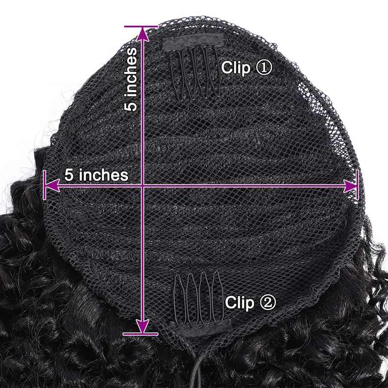 Alipretty Drawstring Nature Afro Kinky Curly Ponytail Hairpiece Brazilian  Clip In Ponytail Extension Human Hair For Woman 3