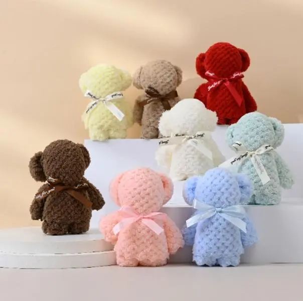 Small towel of coral velvet, cute shape of bear, for washing face, gift