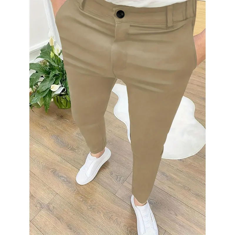 Men's Slim-Fit Stretch Dress Pants - Navy Blue, Zipper Closure, Straight Leg Design, Polyester Blend, Comfortable & Stylish for Business or Casual Wear, Allseason Trousers | Slimfit Pants | Smooth Texture Pants Menswear Suit 3