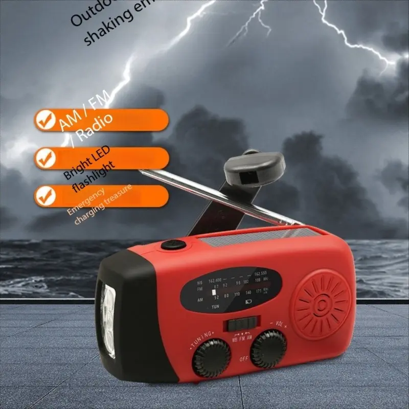 "Multifunctional Solar/Rechargeable Hand Crank Audio Radio, AM FM NOAA Weather Radio withBright LED Flashlight & Power Bank Function, Women'sMen's Gadgets, Emergency Radio, Back to SchoolSupplies, Gift for Boyfriend"