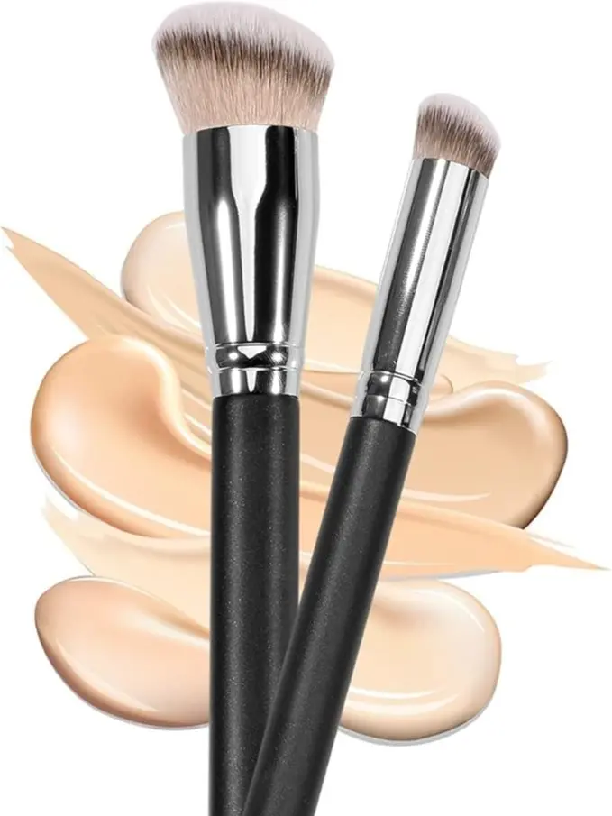 2PCS Under Eye Concealer Brush & Foundation Brush for Liquid Makeup, Makeup Brush Set for Base Makeup, with Dense Synthetic Bristles for Under Eye Concealer, Create a Flawless Look (170&270)
