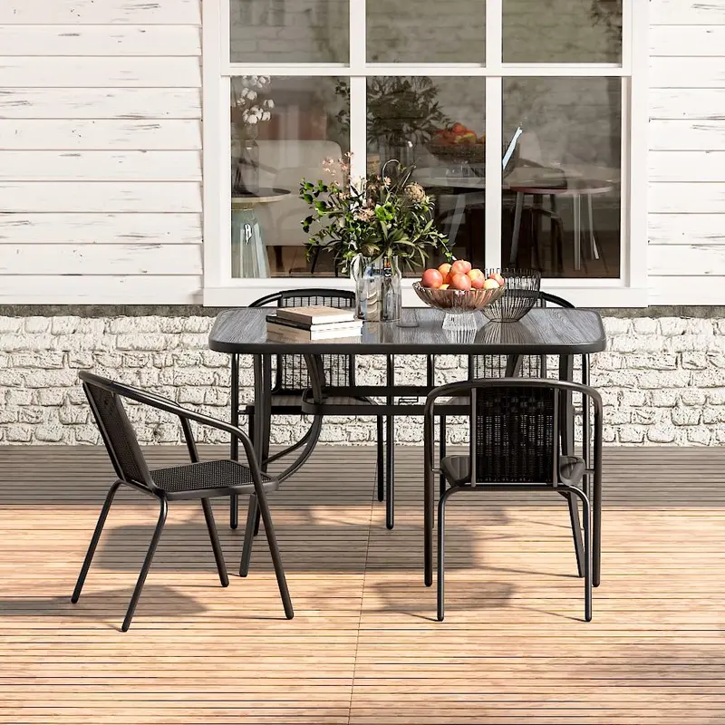 Garden Tempered Glass Wood Grain Coffee Table 2