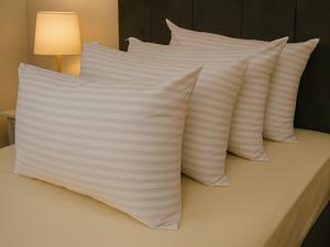 Stripes Pillows Hollowfiber Filled Pack of 2,4,6 Bounce Back Extra Filled Anti-Allergenic Plum Bed Pillows neck support firm comfy pillows neck support firm bounceback pillow hotel pillows hotel pillows twin pillowpack white breathable