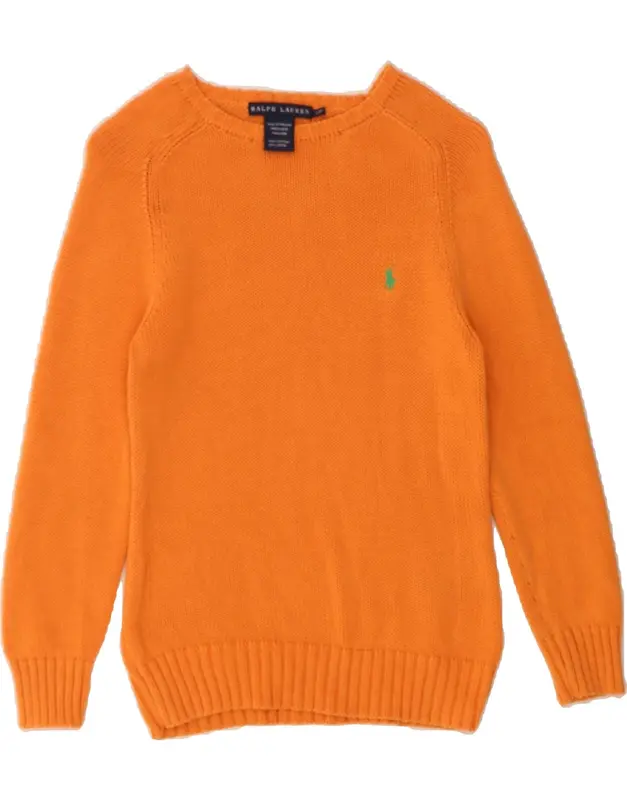 Pre-Owned Vintage RALPH LAUREN Womens Boat Neck Jumper Sweater UK 8 Small Orange Cotton 0