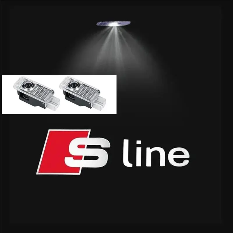 2pcs Car Door Welcome Lights for Audi A1 A3 8P 8V A4 A5 A6 A7 A8 Q3 Q5 Q7 Q8 Sline TT Logo Projector Ghost Shadow Lamp 4