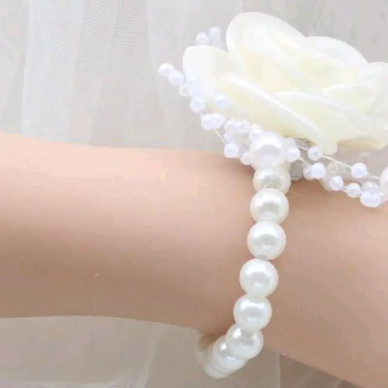 1pc Elegant Ivory Bridal Wrist Corsage Wedding Bridesmaid Party Accessory Valentine's Day Valentines 4