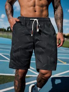 Men's Regular Fit Geometric Print Swim Shorts, Casual Comfy Breathable Swim Shorts for Summer, Men's Swimwear Bottoms for Beach Vacation