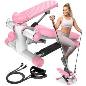 Steppers for Exercise at Home, Mini Stair Stepper with Resistance Bands, Portable Under Desk Stepper Workout Step Machine 300 lbs Weight Capacity