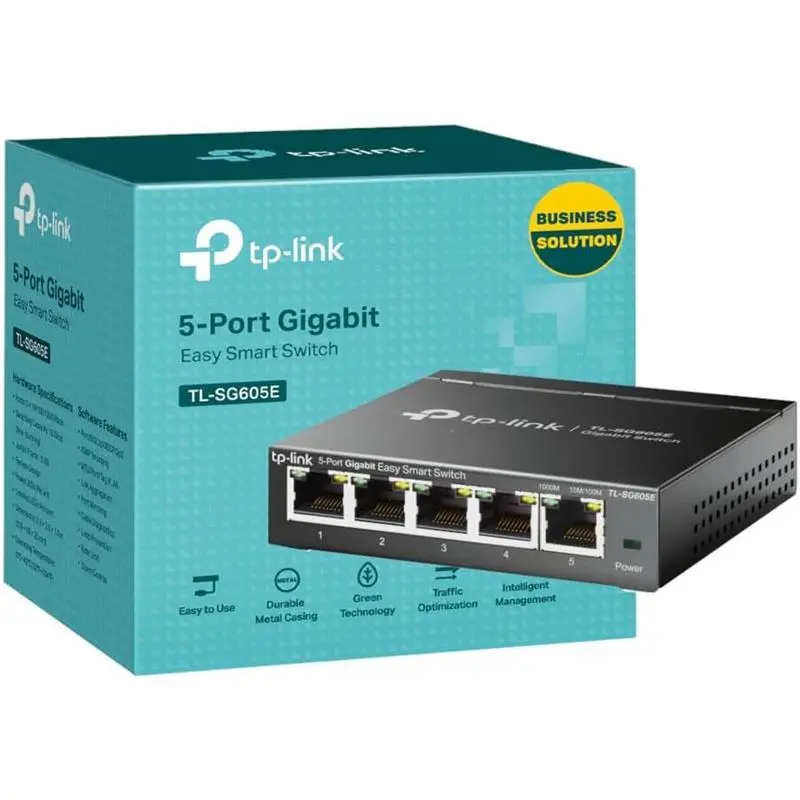 TL-SG605E 5 Port Gigabit Smart Switch, Network Switch, Power Saving, Plug & Play, Metal Case, Ethernet Switch, Ethernet Splitter, Centralized Cloud Management, Desktop or Wall Mount 1