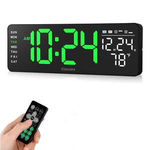 USB & Battery Charging Digital Wall Clock without Battery, 1 Count Remote Control Large Screen Wall Clock with Indoor Temperature Date Week Display, Bedroom Accessories Countdown Digital Timer