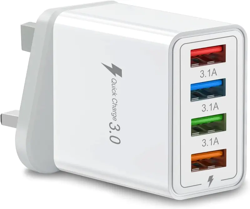 4 Multi-Port Fast Quick Charge USB Hub Mains UK Plug Adapter Wall Charger-2 Pack 6