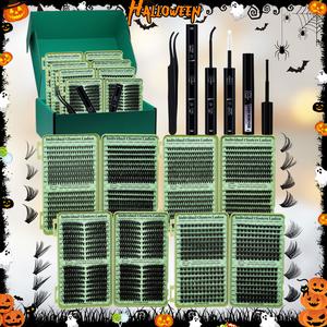 Individual Eyelash Extensions Kit, Individual Lashes Clusters, 1 Set Mixed Length & Style False Eyelashes with Tweezers & Glue & Remover, Professional Eye Enhancement Tools