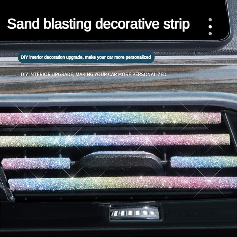 10pcs Pink Car Vent Outlet Trim, Rhinestones Bling Car Accessories Air Conditioner Vent Outlet Trim, Car Interior Decoration Strip For Car Styling 7