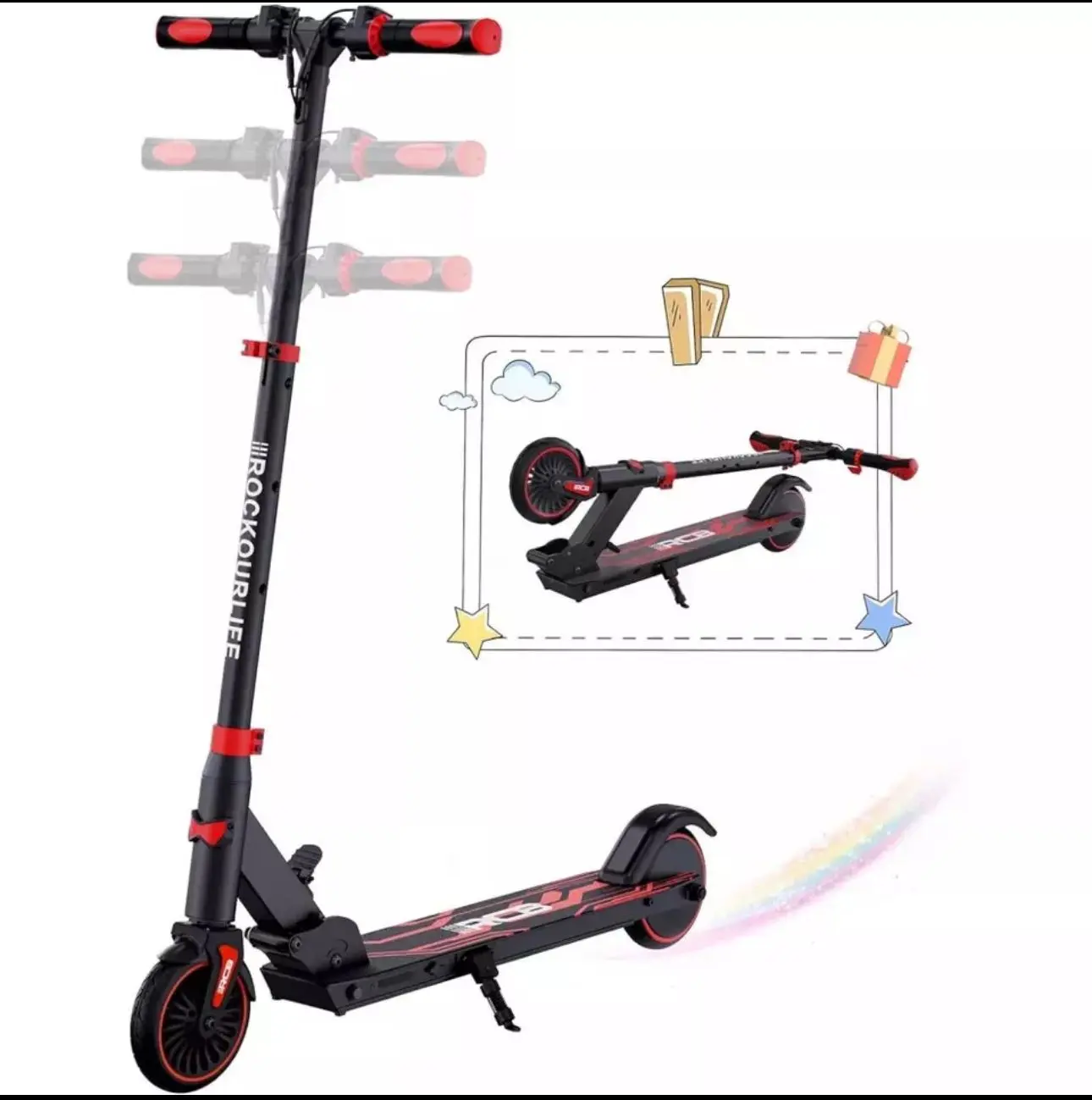RCB Electric Scooter for Kids age 8-12-16, Only 7.55KG Foldable Electric Scooter, Two Types of Braking, Maximum Range 16 KM, Maximum Speed 12.4 MPH, Gift for Kids and Teenagers