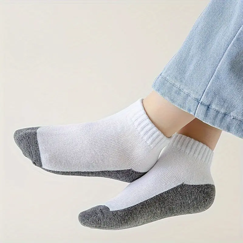 [Breathable Ankle Socks] 5 Pairs Kids' Ankle Socks | Solid & Color Block Designs, Breathable Polyester Blend - Perfect for All Seasons 3