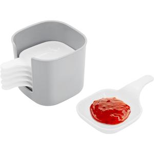 Dipping Sauce Bowls,Small Bowls for Dipping with Handle,Square Saucer Dish,Tapas Bowls Set with Tiered Rack,Plastic Dipping Dishes for Sushi,Sauce,Snack and Soy (6) Tableware Serving