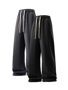 Men's Solid Pocket Pants, Casual Comfy Loose Straight Leg Trousers for Fall & Winter, Men's Bottoms for Daily Wear