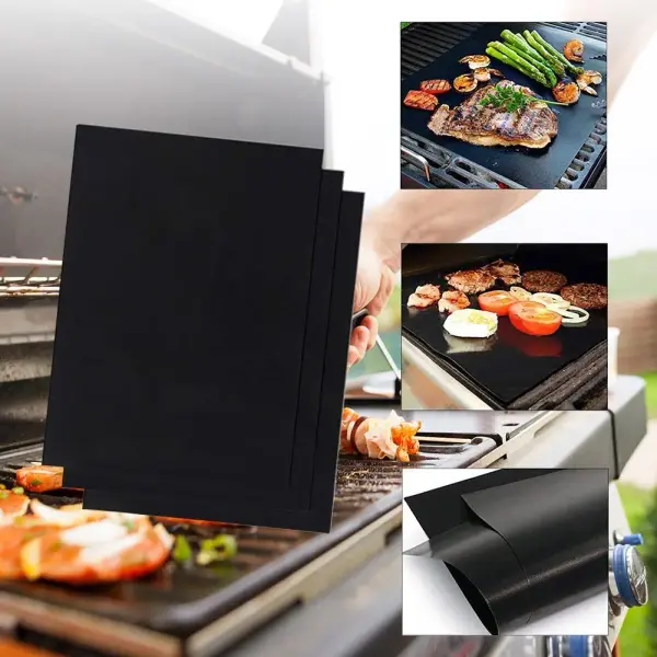 VKTECH Non-Stick Barbecue Grill Mat - Heat Resistant & Reusable Cooking Tool 1