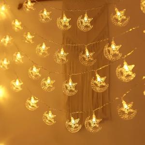 Star & Moon Design LED String Light, 1 Count Battery Powered LED Hanging Light, Decorative Light for Home Bedroom Party Festival