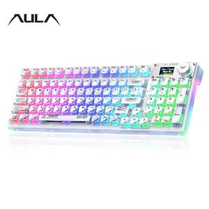 AULA F98Pro 95 Key RGB Gaming Keyboard, 1 Count F98 Pro Translucent Mechanical Keyboard for Gaming PC, Knob Mechanical Keyboard for PC Gamer Gift, Office Keyboard for Computer, Gifts For Boyfriends