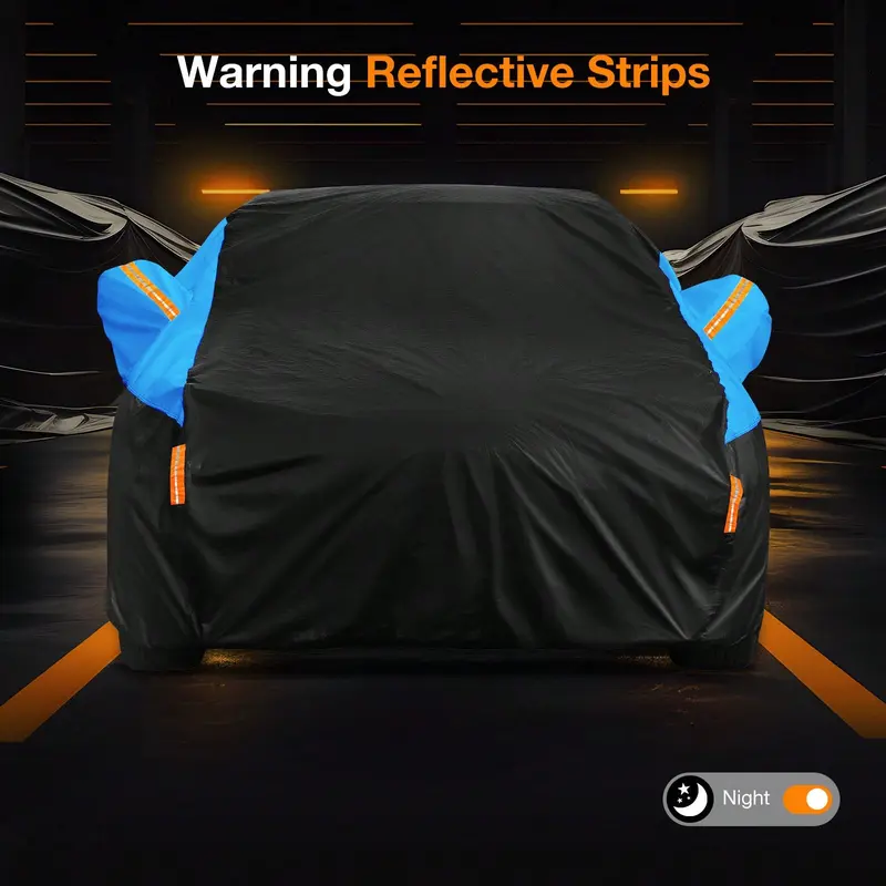 SUV Car Cover Waterproof Breathable,Outdoor Car Cover Rain Dust Sun UV Protection Cover,Universal Car Jacket Black With Blue For Saloon Length 450 To 470 Cm- Blue 3