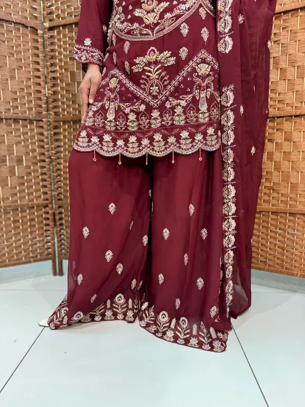 FND-131 Readymade Designer Chiffon Sharara Suit 3