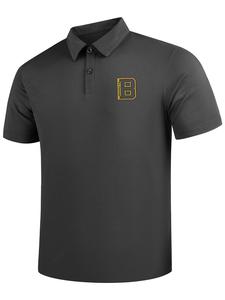 Men's Regular Fit Letter Print Half Zip Polo Shirt, Casual Short Sleeve Collared Top for Summer, Fashion Men's Clothes for Business Golf Daily Wear, Tropical