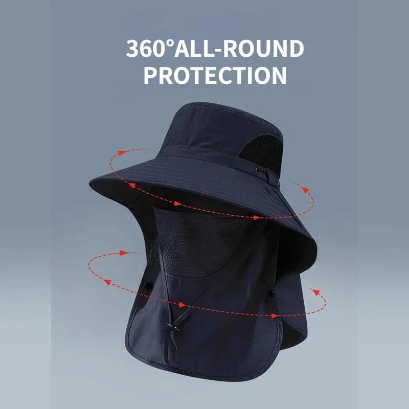 UV Protection Outdoor Hunting Fishing Cap for Men Women Hiking Camping Visor Bucket Hat Neck Flap Fisherman Hat - Summer Sun Hats 2