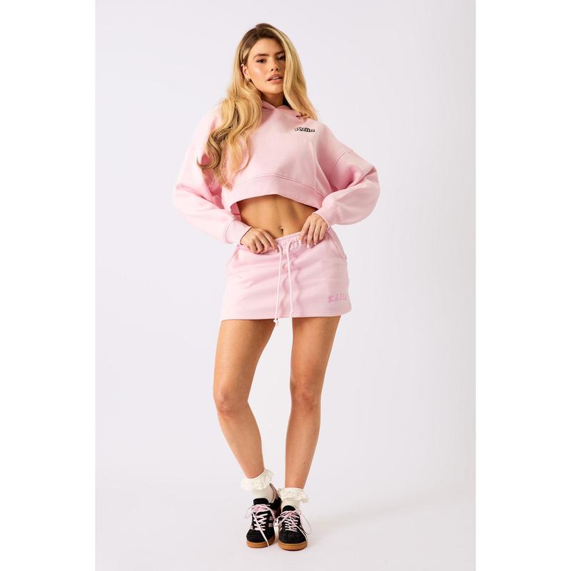 Kaiia Logo Mini Sweat Skirt Baby Pink 0