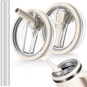 Tumbler Flip Straw Lid Replacement, Straw Spout Lid, 2 Counts Spill Proof Splash Resistant Tumbler Lids with 2 Straw, Reusable Leak Proof Tumbler Cover for Stanley Cup Accessories #TOP PICKS