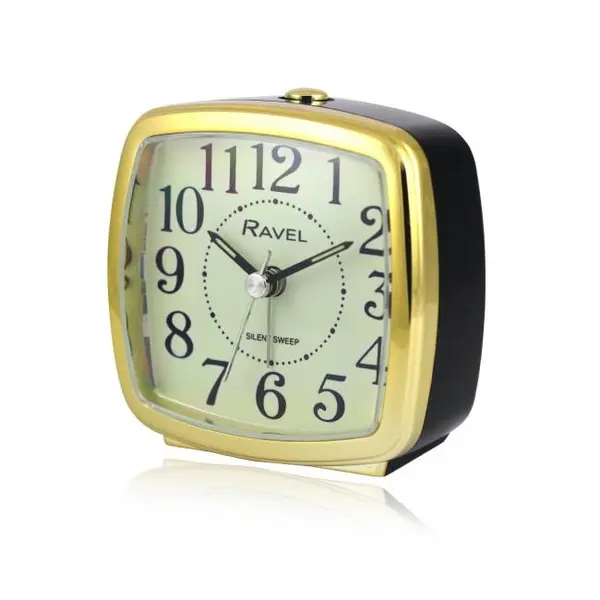 Ravel Retro Styled Small Size Bedside Quartz Alarm Clock - Black / Gold RC041.32 0