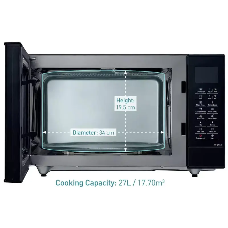 Panasonic Combination Microwave Oven 27L Slim-Line 1000W Black 27L NN-CT56JBBPQ 6