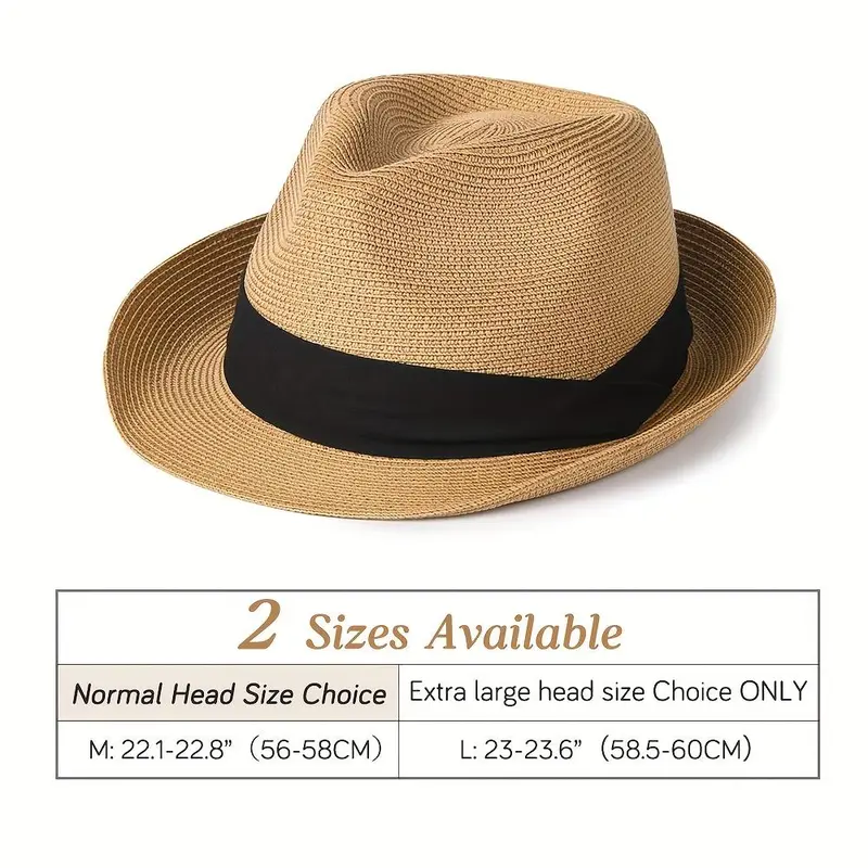 Foldable Roll Up Short Brim Trilby Hat Panama Beach Hat Fedora Straw Sun Hat For Men Women, Ideal Choice For Gifts 2