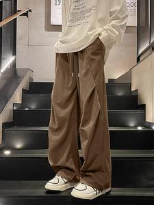 Men's Solid Pants, Loose Casual Comfy Corduroy Trousers for Spring & Fall, Woven Bottoms for Men