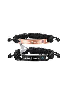Fashion Braided Couple Bracelets, Magnetic Heart & Letter Design Link Bracelets for Men and Women, Stylish and Versatile Fine Jewelry, Can Be Used as Birthday Gifts