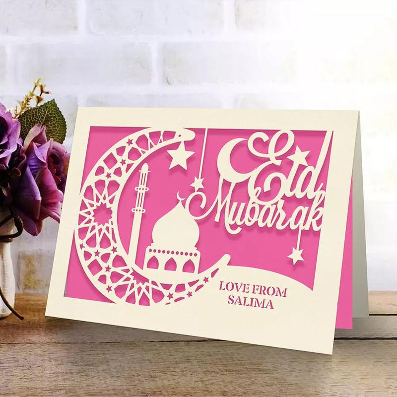 Product Introduction of Personalised Eid Mubarak Card  Elegant Paper Cut Moon Design | Ramadan 2025 Celebration 6
