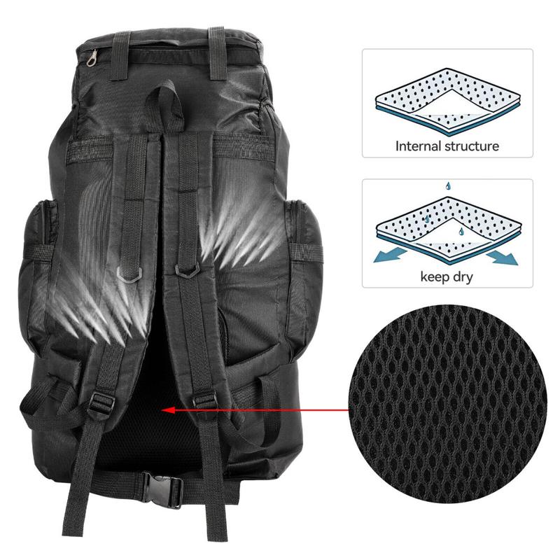 Hiking Backpack, 80L Large Capacity Trekking Rucksack, Waterproof Hiking Rucksack, Lightweight Outdoor Camping Daypack with Rain Cover for Mountaineering Touring 6
