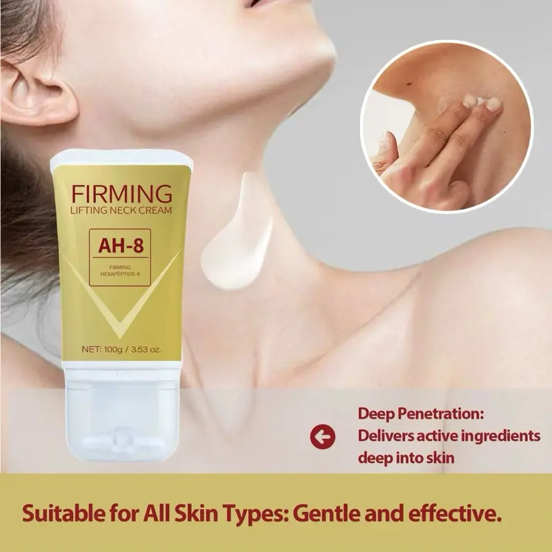 Neck & Chin Tightening Cream with Cooling Roller - Lift, Firm & Reduce Wrinkles Fast - Smooth, Body Care 2