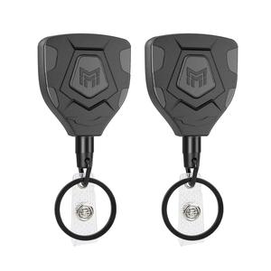 Retractable Keychain, 2 Counts Carabiner Badge Holder, Tactical Id Badge Reel with 27.5" Steel Retractable Cord, Identification Badges Supplies for Office School, Retractable Badge Holders