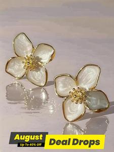 Faux Pearl Decor Flower Design Stud Earrings, Pretty Studs, Elegant Jewelry for Women, Trendy All-match & Exquisite Jewelry for Birthday Gift