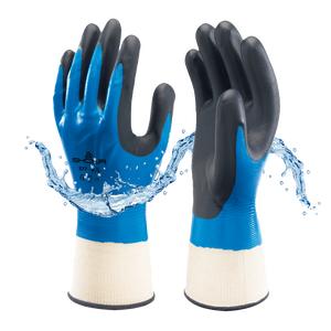 SHOWA 377 Waterproof Impermeable Fully Coated Work Gloves with Nitrile Grip